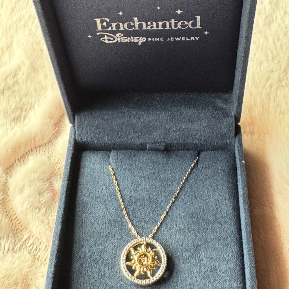 14k Diamond Enchanted Fine Jewelry Rapunzel Sun ☀️ Necklace - Picture 2 of 10